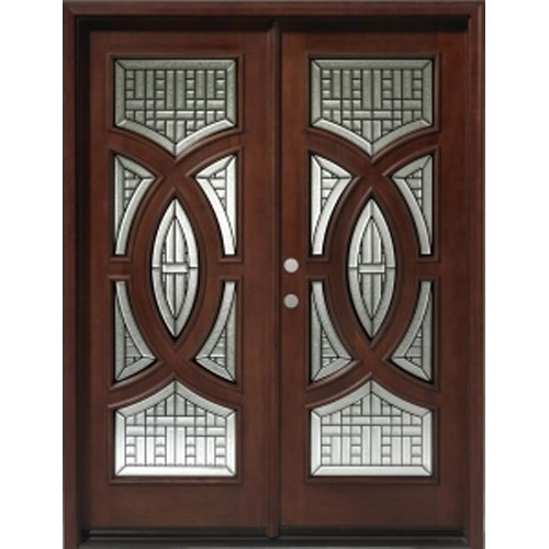 SaferWholesale Solid Wood Mahogany 30'' Circular Exterior Double Door Unit