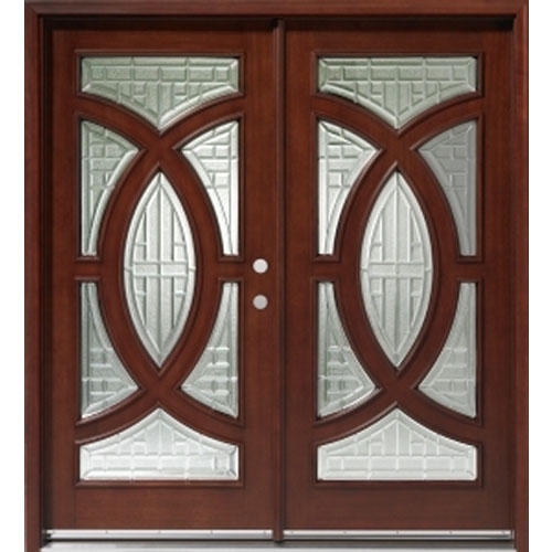 SaferWholesale Solid Wood Mahogany 36'' Circular Exterior Double Door Unit