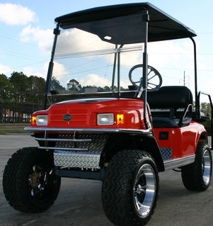 SaferWholesale EZ-GO Lifted Orange 36 Volt Electric Golf Cart
