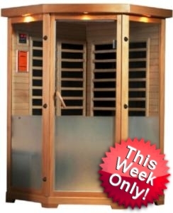 SaferWholesale 3 Person Corner Infrared Sauna with Color Therapy