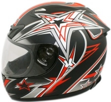 Adult Full Face Red Star Motorcycle Helmet (DOT Approved)
