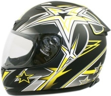 SaferWholesale Adult Full Face Yellow Star Motorcycle Helmet (DOT Approved)