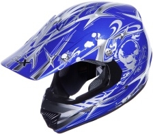 SaferWholesale Adult Blue Skull Motocross Helmet (DOT Approved)