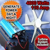 GSI Solar Power Generator Wind Hybrid 4600 Watt 110 Amp With Wind Turbine System