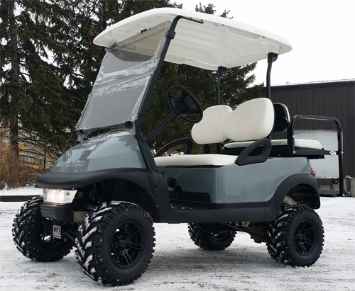 SaferWholesale 48V Aggressor Gray Lifted Electric Golf Cart Club Car Precedent w/ Light Kit