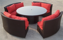 High Quality Outdoor Patio Round Wicker Sofa Dining Set