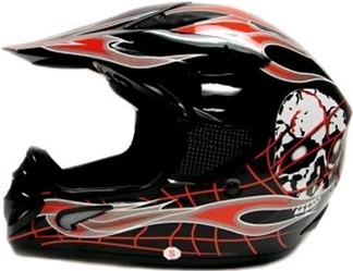 SaferWholesale Adult Skull Flame Motocross Helmet (DOT Approved)