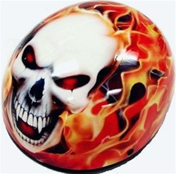 Adult Flame Skull Half Scooter Helmet (DOT Approved)