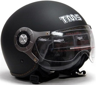 SaferWholesale Adult Matte Black Pilot Style Open Face Helmet (DOT Approved)