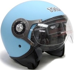 Adult Matte Light Blue Pilot Style Open Face Helmet (DOT Approved)