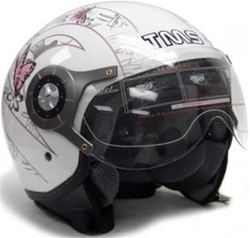 Adult Pilot Style Butterfly Graphic Open Face Helmet (DOT Approved)