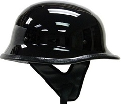 German Gloss Black Motorcycle Cruiser Half Helmet (DOT Approved)