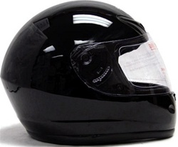 Gloss Solid Black TMS Full Face Motorcycle Helmet (DOT Approved)