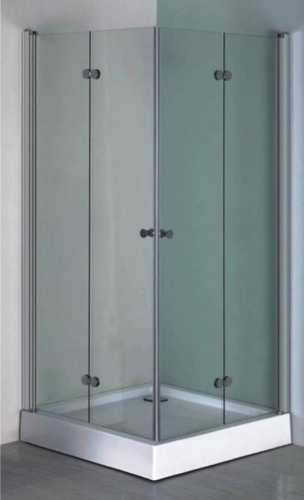 SaferWholesale Aluminum Frame Shower Enclosure Set w/ Hinged Doors & Base