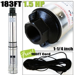 183FT 1.5HP 120V 18.5GPM Submersible Deep Well Pump w/ Built in Control Box