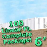SaferWholesale 100 ft Complete Solid PVC Vinyl Semi-Privacy Fence 6' Wide Fencing Package