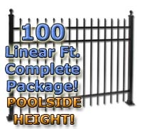 SaferWholesale 100 ft Complete Speer Top Residential Aluminum Fence 54