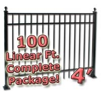 SaferWholesale 100 ft Complete Elegant Residential Aluminum Fence 4' High Fencing Package