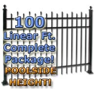 SaferWholesale 100 ft Complete Staggered Pickets Residential Aluminum Fence 54