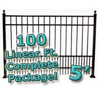 SaferWholesale 100 ft Complete Puppy Panel Residential Aluminum Fence 5' High Fencing Package
