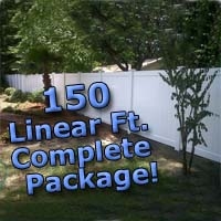 SaferWholesale 150 ft Complete Solid PVC Vinyl Privacy Fence 6' Wide Fencing Package