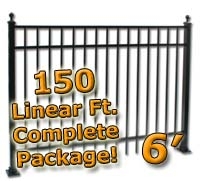 SaferWholesale 150 ft Complete Elegant Residential Aluminum Fence 6' High Fencing Package
