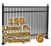 SaferWholesale 150 ft Complete Double Picket Residential Aluminum Fence 6' High Fencing Package