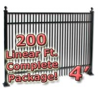 SaferWholesale 200 ft Complete Double Picket Residential Aluminum Fence 4' High Fencing Package