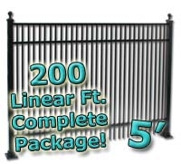 SaferWholesale 200 ft Complete Double Picket Residential Aluminum Fence 5' High Fencing Package