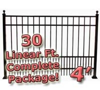 SaferWholesale 30 ft Complete Puppy Panel Residential Aluminum Fence 4' High Fencing Package