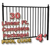 SaferWholesale 30 ft Complete Pool Code Residential Aluminum Fence 4' High Fencing Package