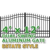 SaferWholesale 4' x 12' Residential Dual Aluminum Estate Style Driveway Gate