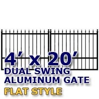 SaferWholesale 4' x 20' Residential Dual Aluminum Flat Style Driveway Gate