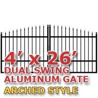 SaferWholesale 4' x 26' Residential Dual Aluminum Arch Style Driveway Gate