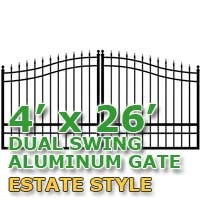 SaferWholesale 4' x 26' Residential Dual Aluminum Estate Style Driveway Gate