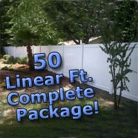 SaferWholesale 50 ft Complete Solid PVC Vinyl Privacy Fence 6' Wide Fencing Package