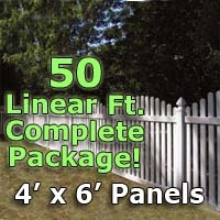 SaferWholesale 50 ft Complete Solid PVC Vinyl Open Top Arched Picket Fencing Package - 4' x 6' Fence Panels w/ 3