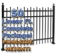 SaferWholesale 50 ft Complete Staggered Pickets Residential Aluminum Fence 54