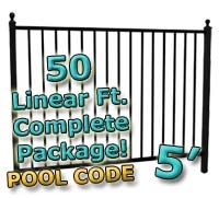 SaferWholesale 50 ft Complete Pool Code Residential Aluminum Fence 5' High Fencing Package