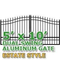 SaferWholesale 5' x 10' Residential Dual Aluminum Estate Style Driveway Gate