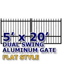 SaferWholesale 5' x 20' Residential Dual Aluminum Flat Style Driveway Gate