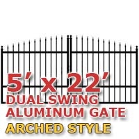 SaferWholesale 5' x 22' Residential Dual Aluminum Arch Style Driveway Gate