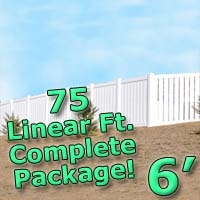 SaferWholesale 75 ft Complete Solid PVC Vinyl Semi-Privacy Fence 6' Wide Fencing Package