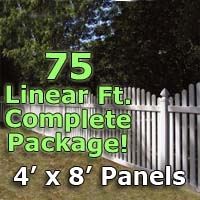 SaferWholesale 75 ft Complete Solid PVC Vinyl Open Top Arched Picket Fencing Package - 4' x 8' Fence Panels w/ 3