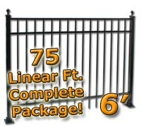 SaferWholesale 75 ft Complete Elegant Residential Aluminum Fence 6' High Fencing Package