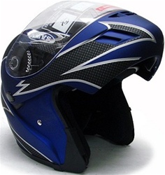 Matte Blue Flip Up Modular Full Face Motorcycle Helmet (DOT Approved)