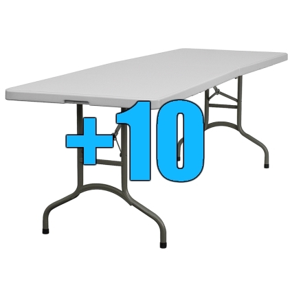 SaferWholesale Package of 10 8ft Bi-Fold Folding Tables