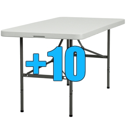 SaferWholesale Package of 10 5ft Bi-Fold Folding Tables