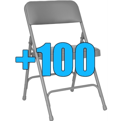 SaferWholesale Package of 100 Grey Padded Steel Frame Folding Chairs