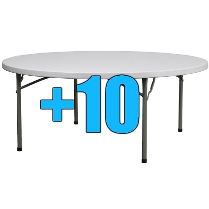 SaferWholesale Package of 10 6ft Round Folding Tables
